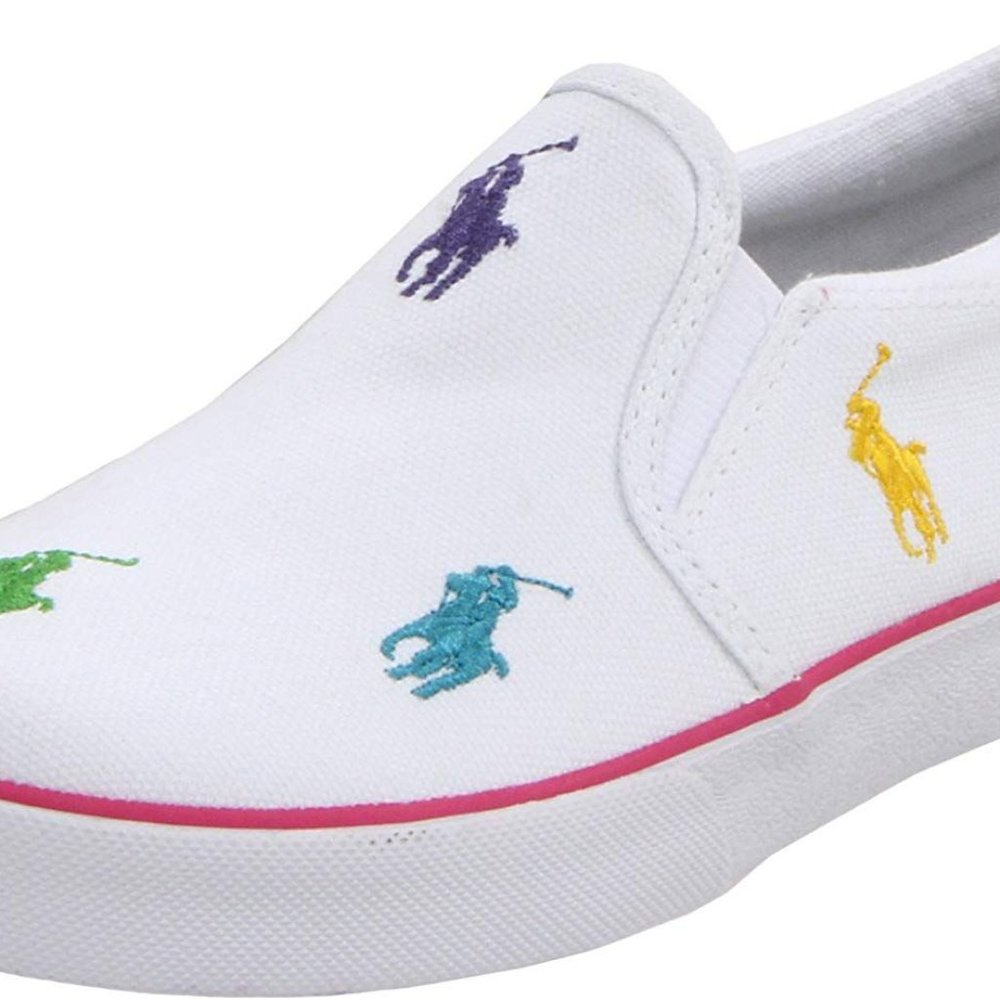 Polo Ralph Lauren Girl Bal Harbour Repeat  White/Multi Canvas  Size 10M